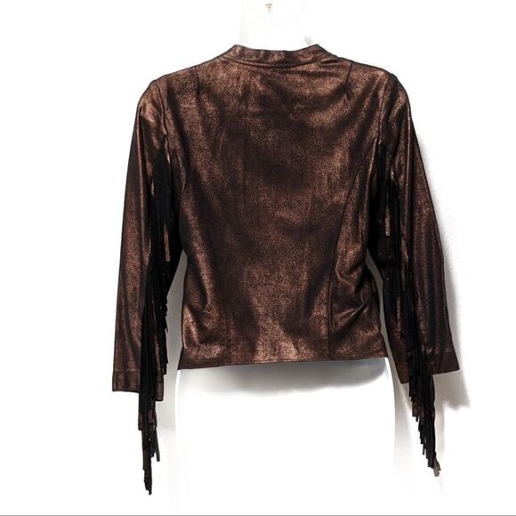 CLEOBELLA Everly Metallic Leather Fringe Jacket S - Picture 6 of 10